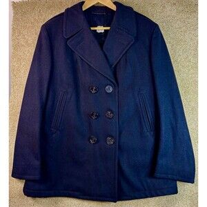 Vintage US NAVY Issue Women’s 100% Wool Overcoat Peacoat 14R Enlisted